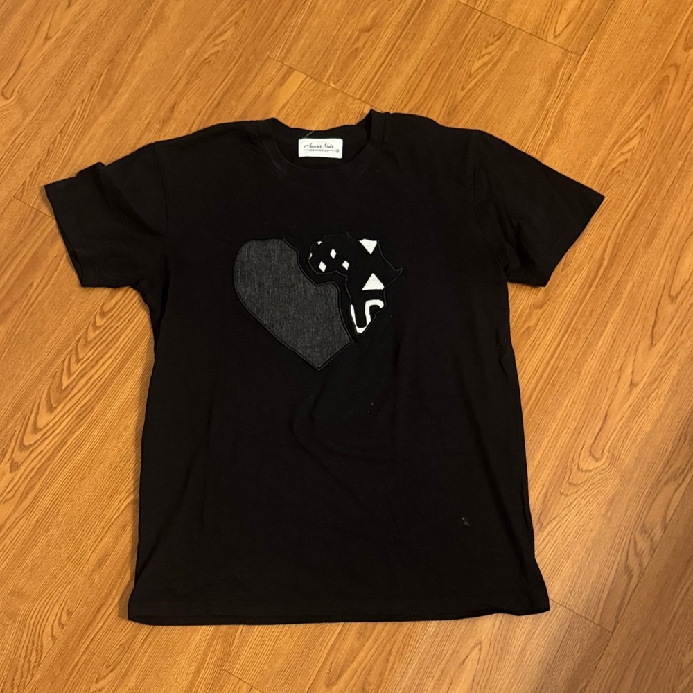 Black T-Shirt with African Heart Graphic